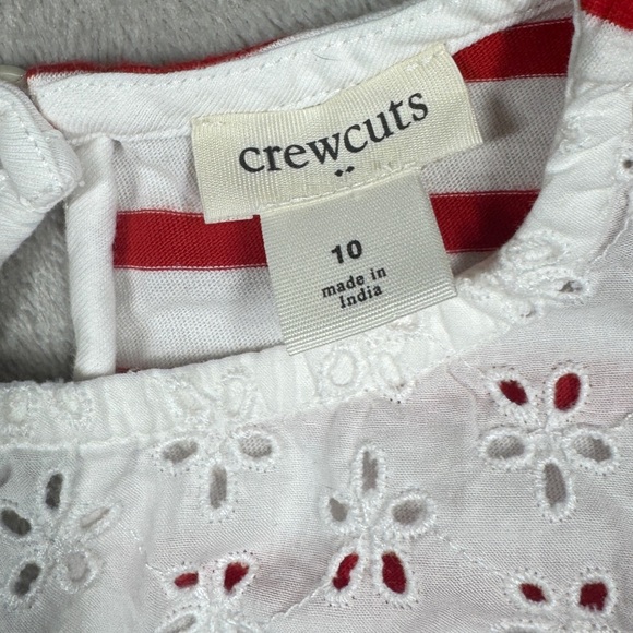 Crewcuts J.Crew Factory Girls Eyelet Floral Lace Red White Striped Tank Size 10 - Picture 12 of 14